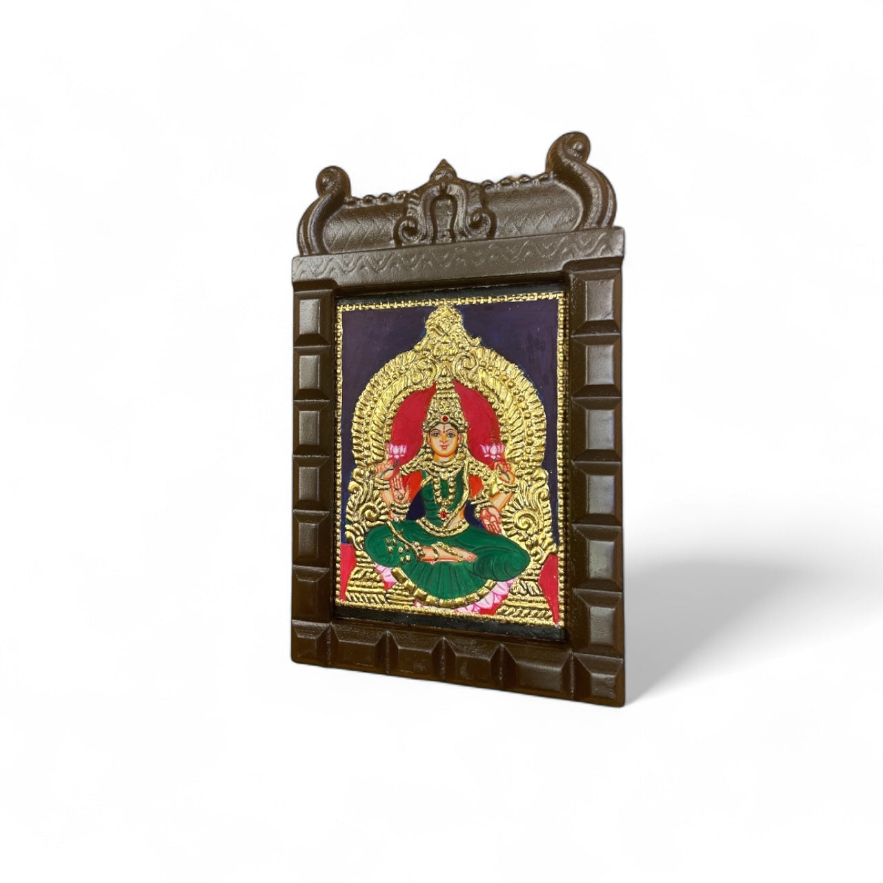 Lakshmi Green Saree Tanjore Painting