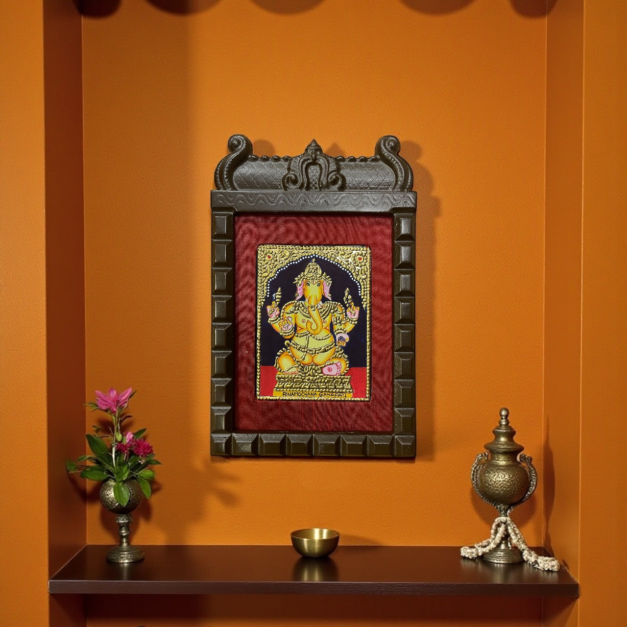 Rinamochana Ganapati Tanjore Painting