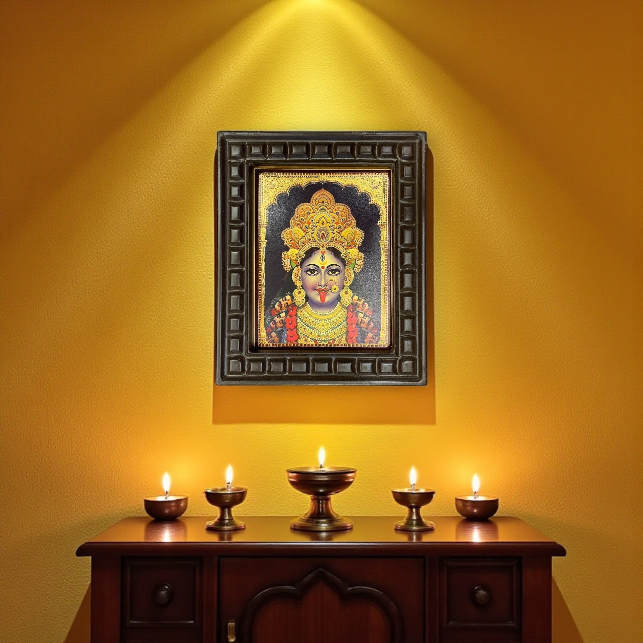 maa kaali -2 Gold foiled art within Wooden Frame