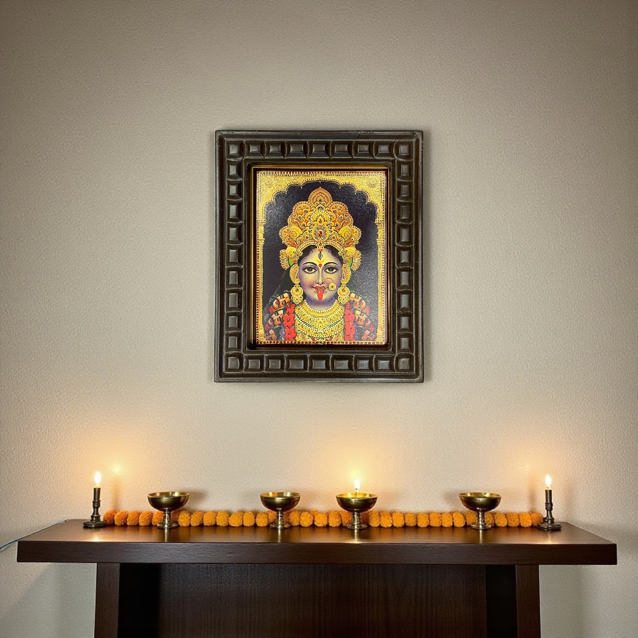 maa kaali -2 Gold foiled art within Wooden Frame