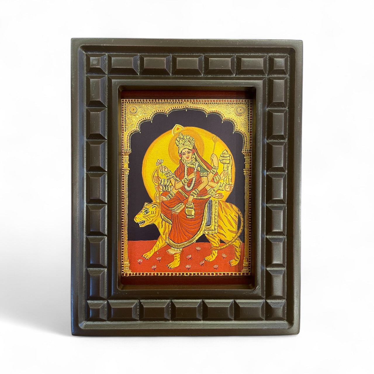 Navadurga Gold foiled art in wooden frame