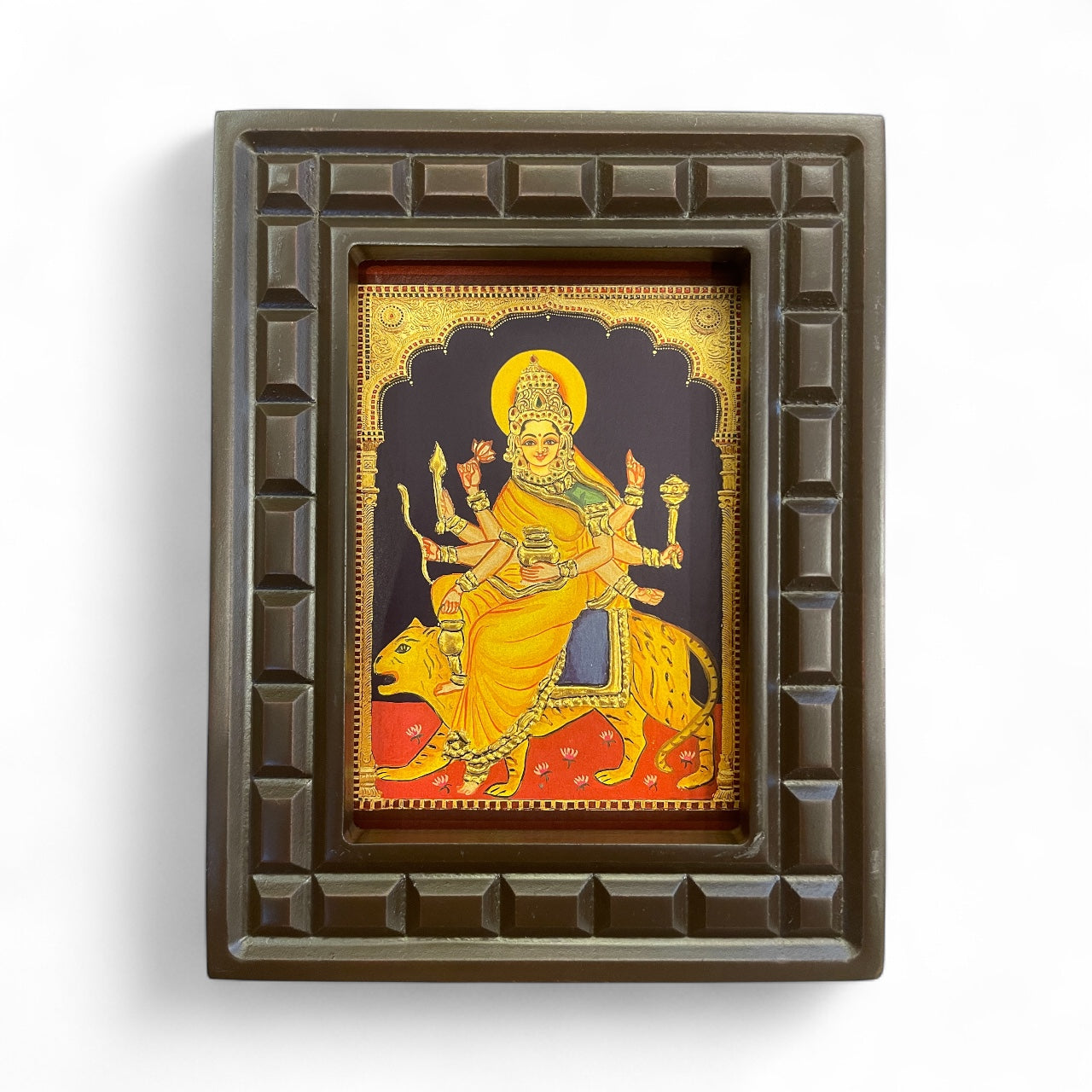 Navadurga Gold foiled art in wooden frame