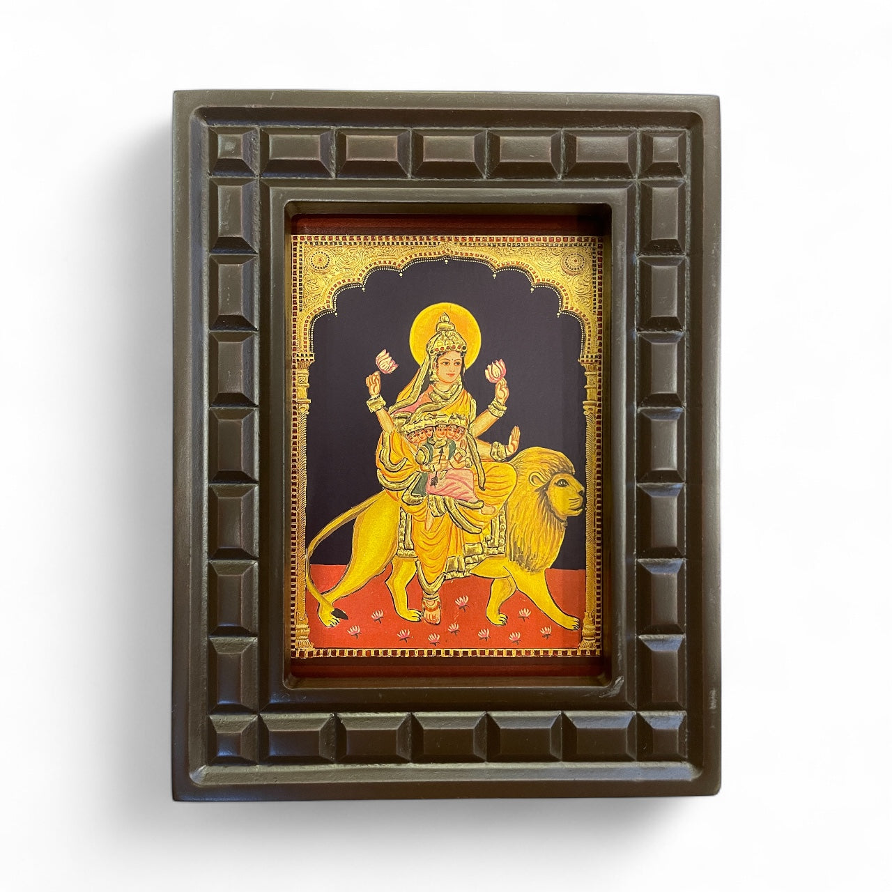 Navadurga Gold foiled art in wooden frame