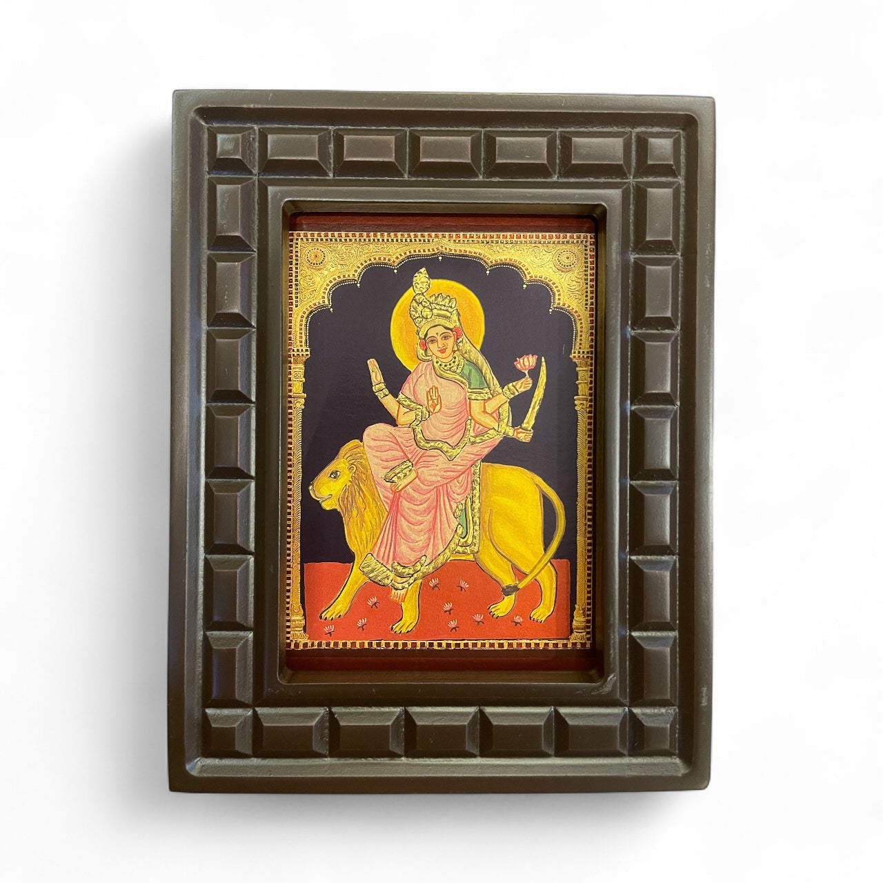 Navadurga Gold foiled art in wooden frame