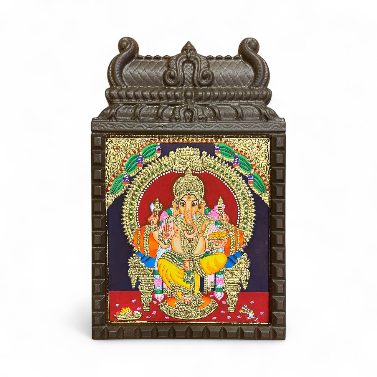 Ganapati Tanjore Painting in Wooden Frame