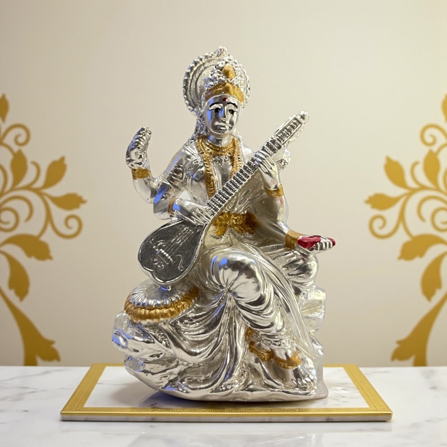 Silver Saraswathi idol