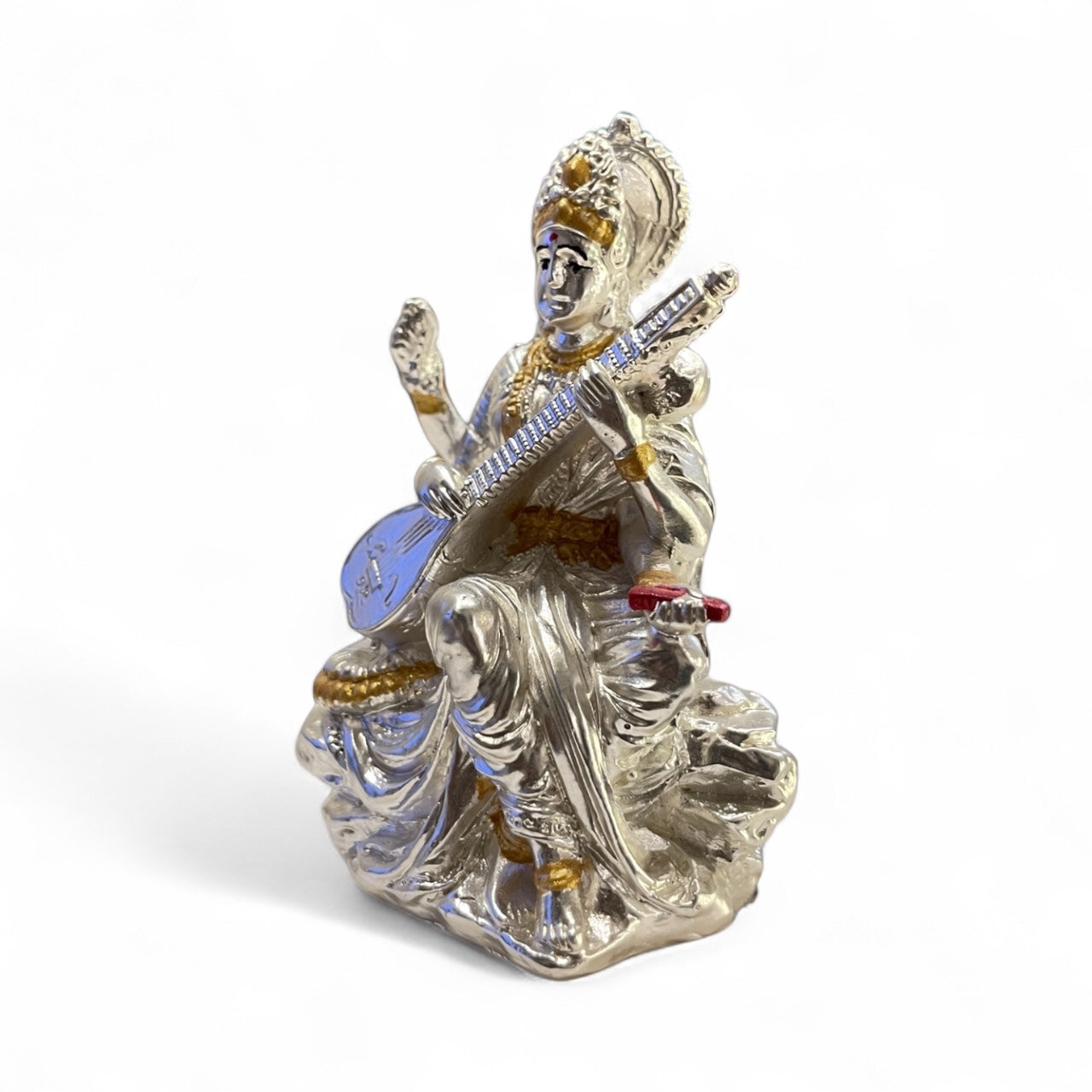 Silver Saraswathi idol
