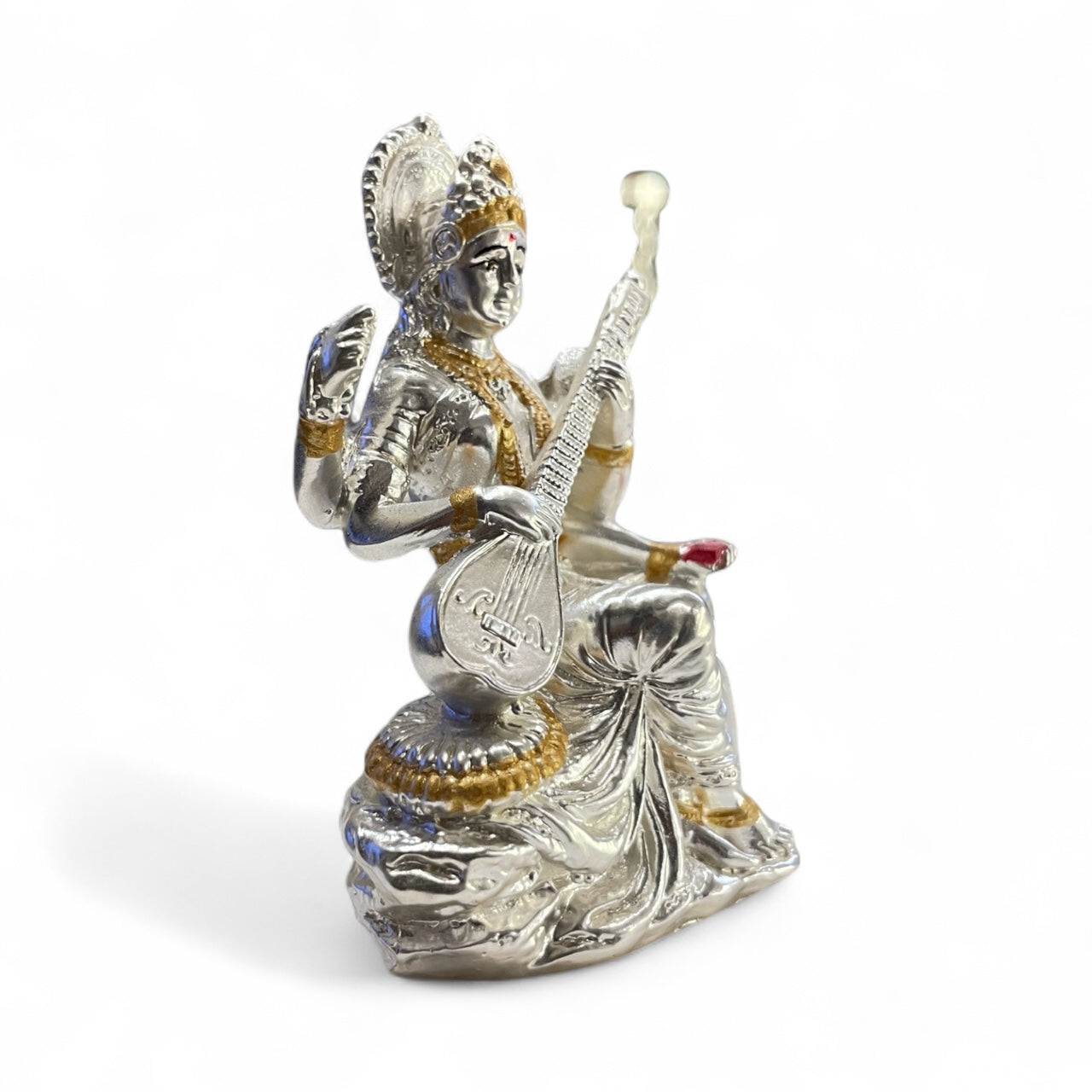 Silver Saraswathi idol