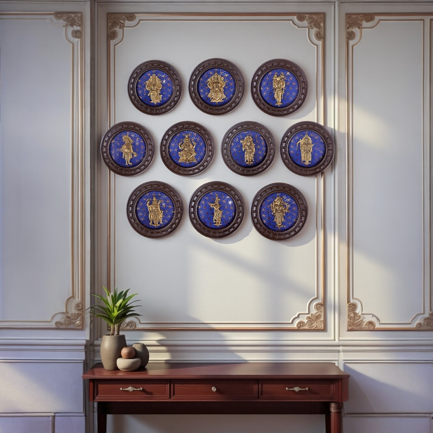 Brass Dashavatara Wall Panel –2 Ten Incarnations of Lord Vishnu