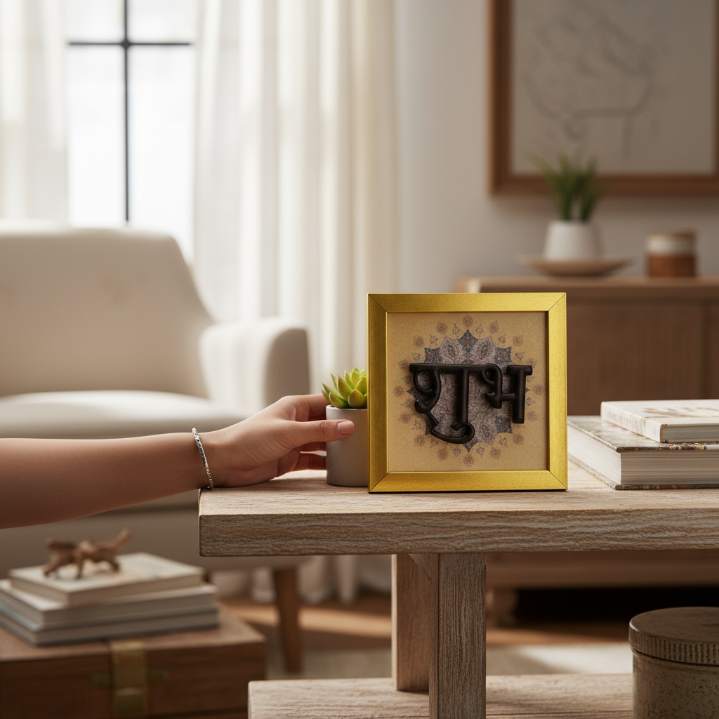 Subh Labh Wall Art – 8 x 8 Inches | Premium Spiritual Home Decor by Estudio