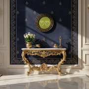 Shubh Labh wooden circular frame with green backdrop