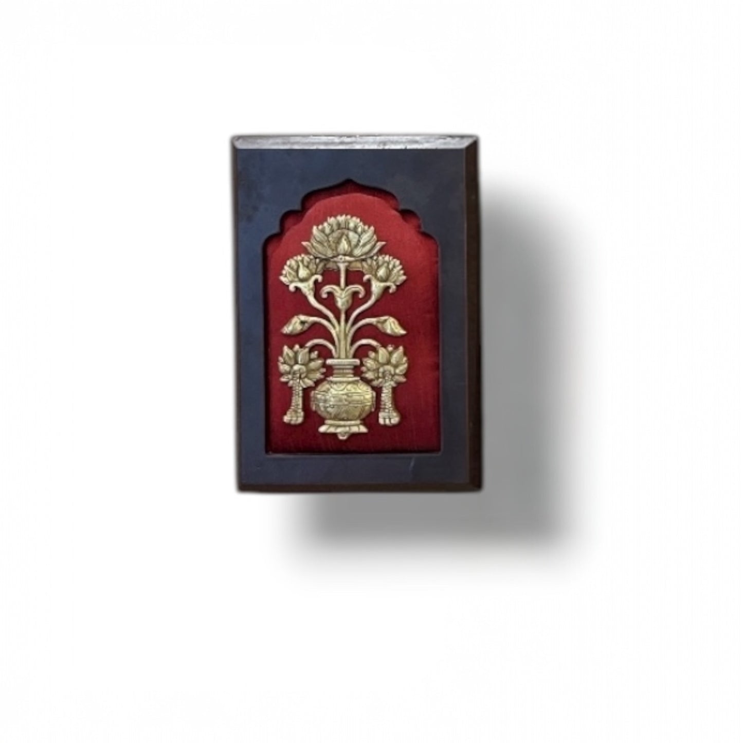 Wall Art Set Lakshmi Narayan Center, Flower Vase Pair Brass And Shanku Chakra Namam.