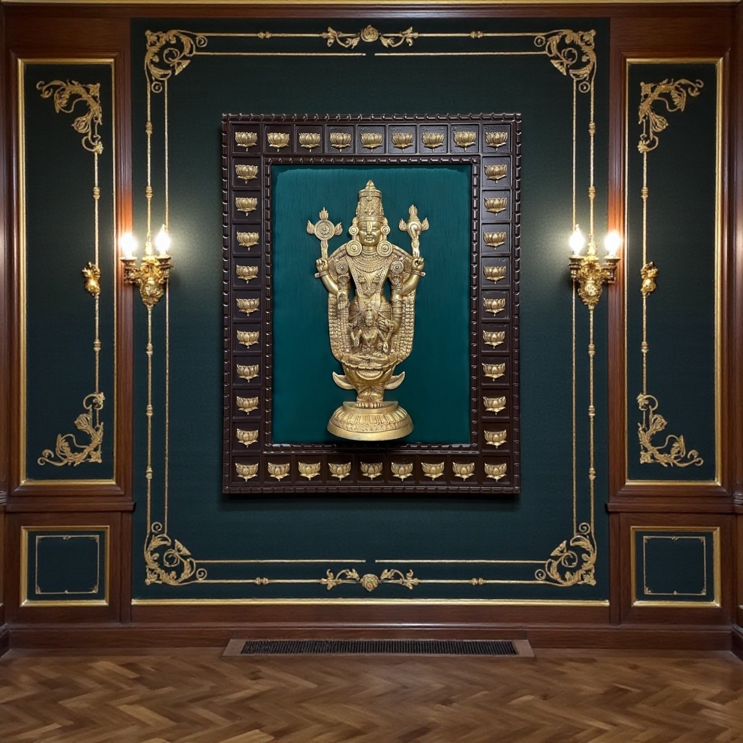 Brass Tirupati Balaji with Lakshmi – Traditional Handcrafted Divine Wall Art