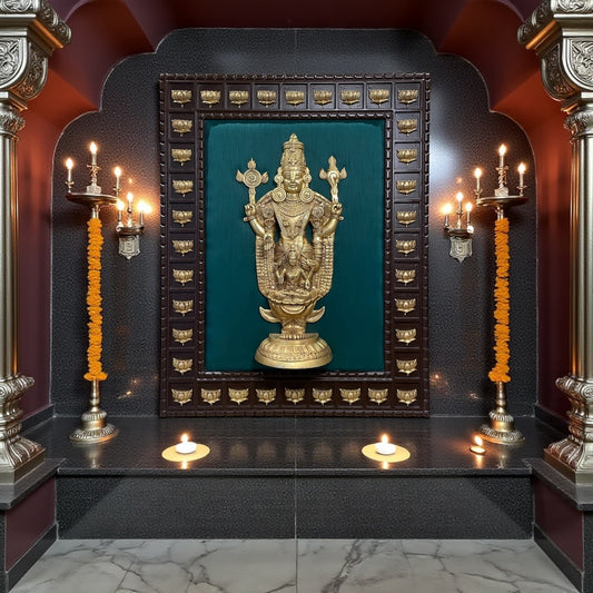 Brass Tirupati Balaji with Lakshmi – Traditional Handcrafted Divine Wall Art