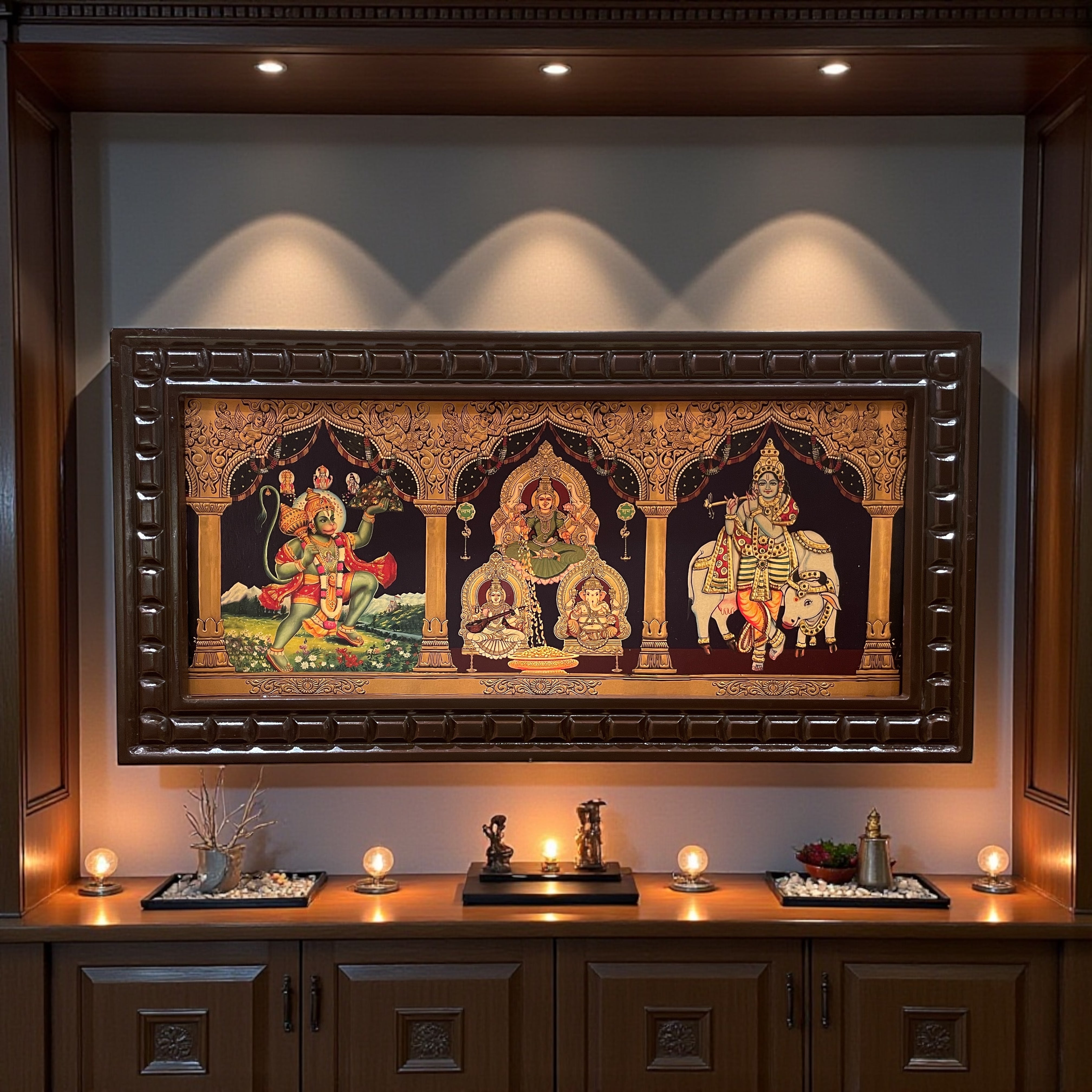 5-in-1 Divine Gold Leafed Art – Hanuman, Lakshmi, Ganesh, Saraswati & Krishna