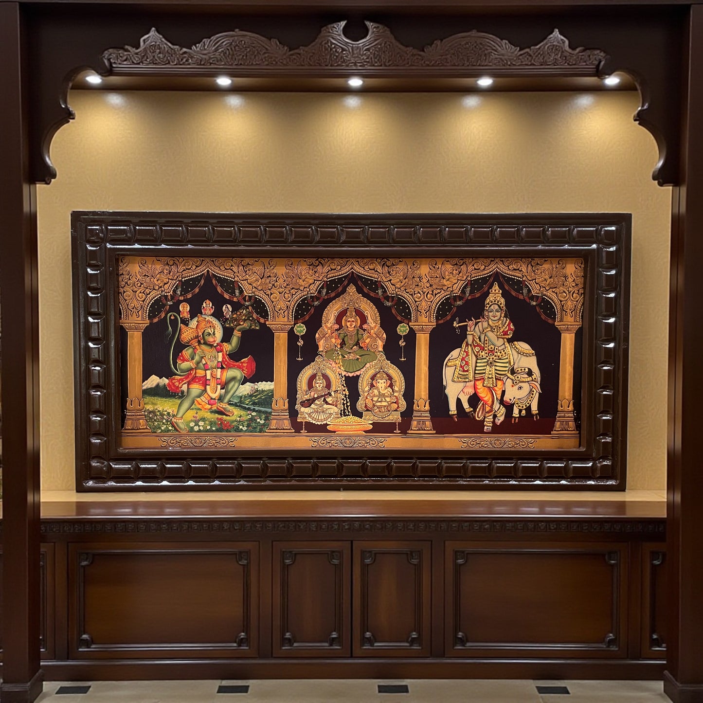 5-in-1 Divine Gold Leafed Art – Hanuman, Lakshmi, Ganesh, Saraswati & Krishna