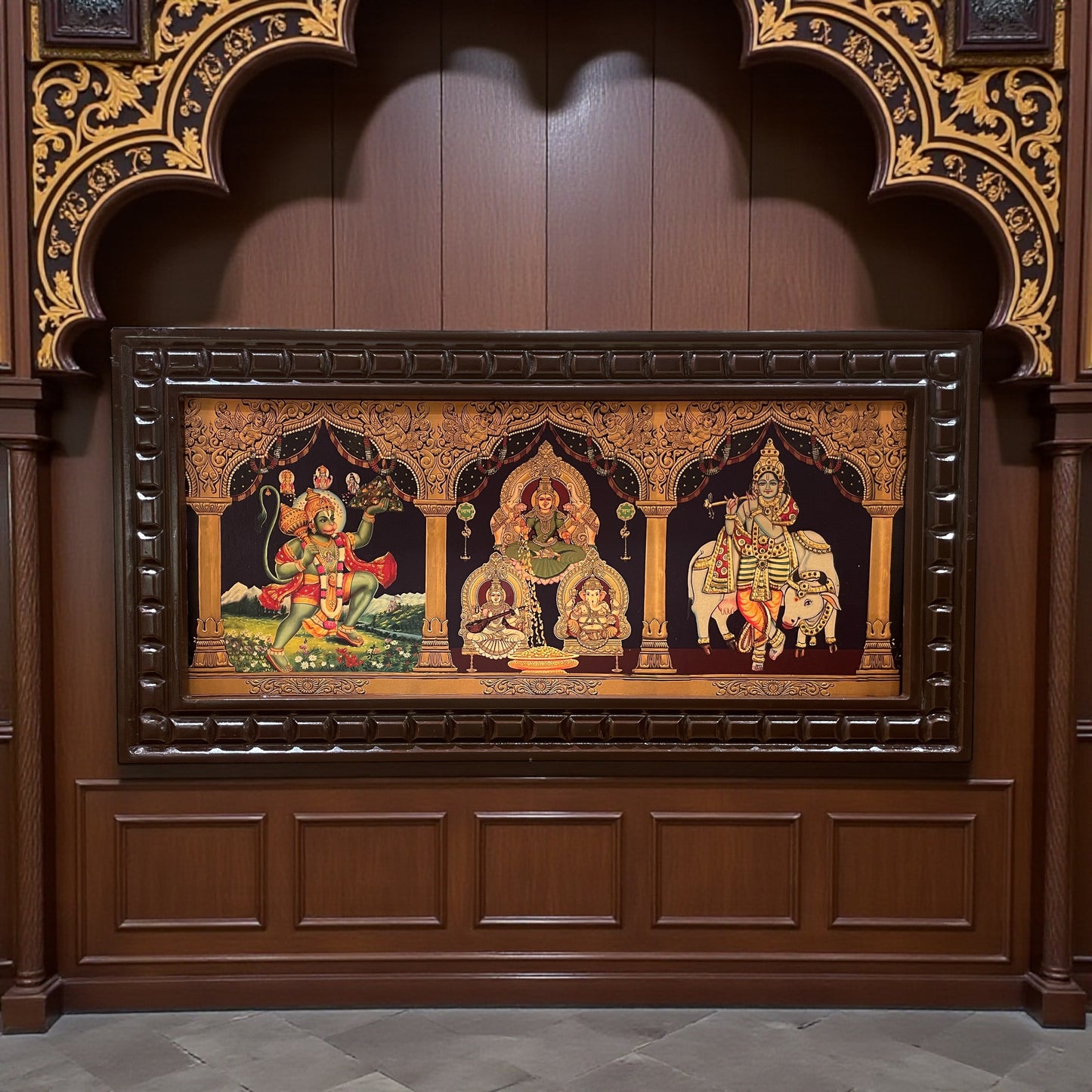 5-in-1 Divine Gold Leafed Art – Hanuman, Lakshmi, Ganesh, Saraswati & Krishna