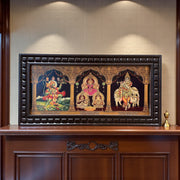 5-in-1 Divine Gold Leafed Art – Hanuman, Pink Saree Lakshmi, Ganesh, Saraswati & Krishna