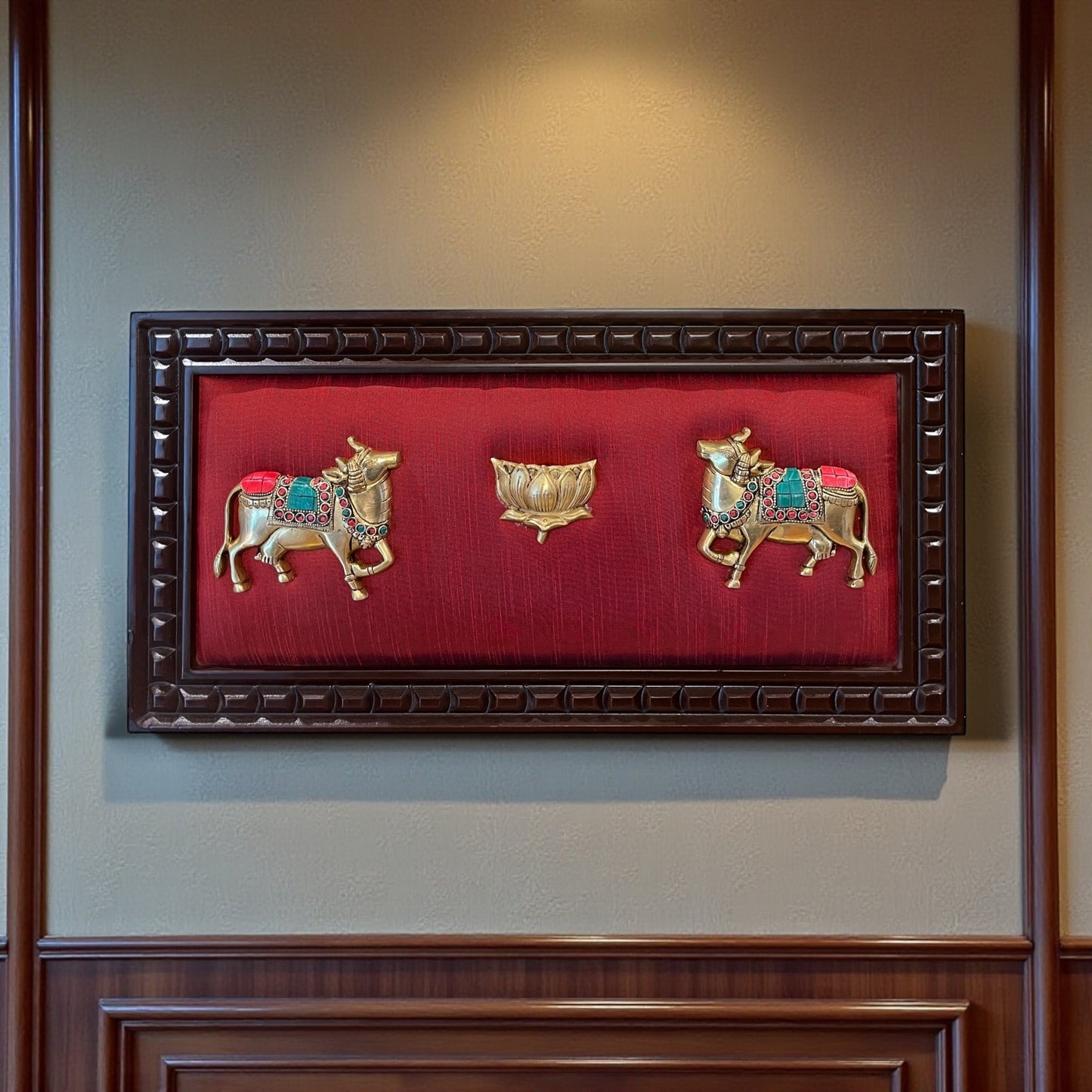 Brass Kamadhenu with Lotus – Symbol of Abundance & Prosperity