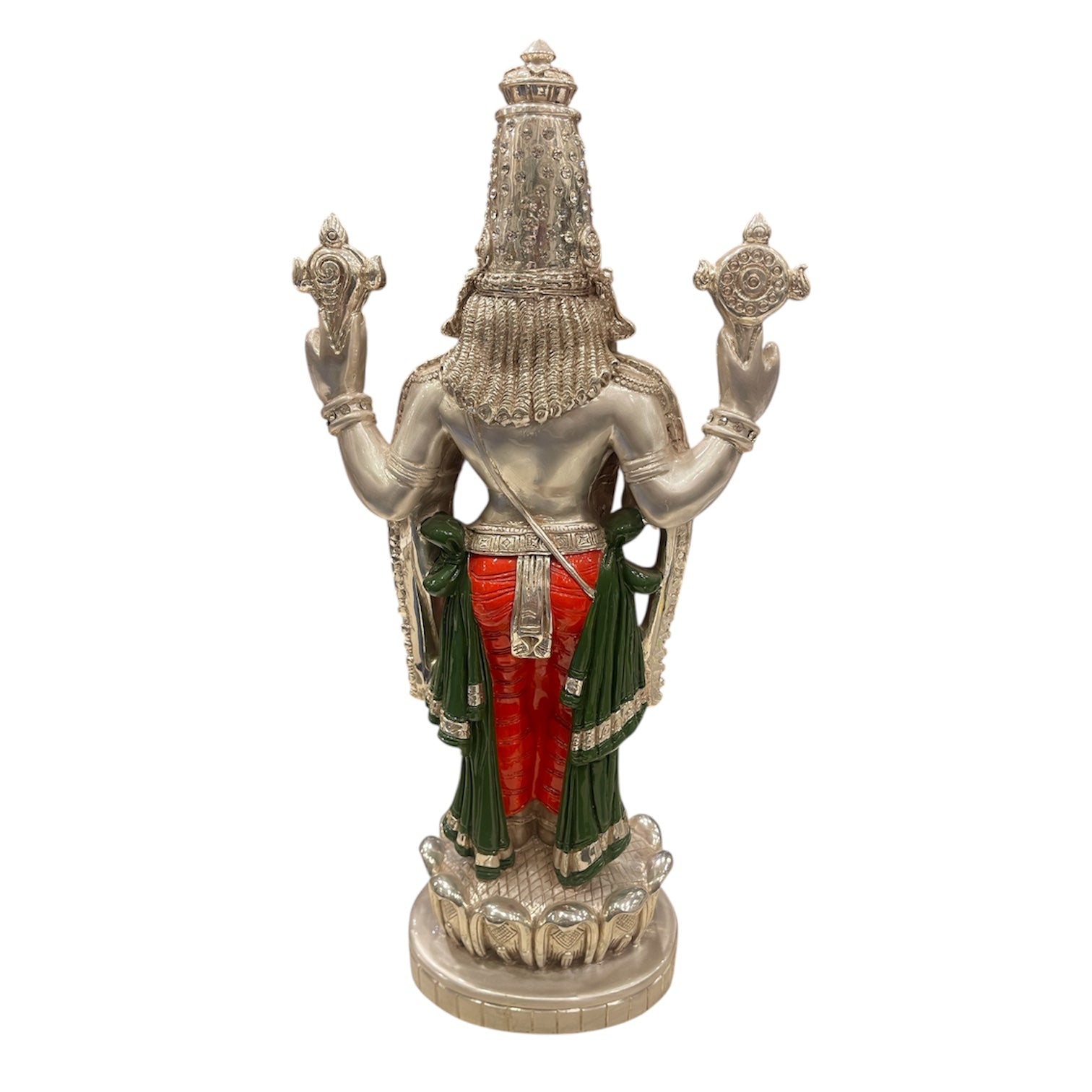 92.5 Sterling Silver Lord Tirupati Balaji idol with Orange Accents