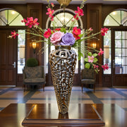 Elegant Brass Looking Mild Steel Flower Vase with Elegant Textured Finish