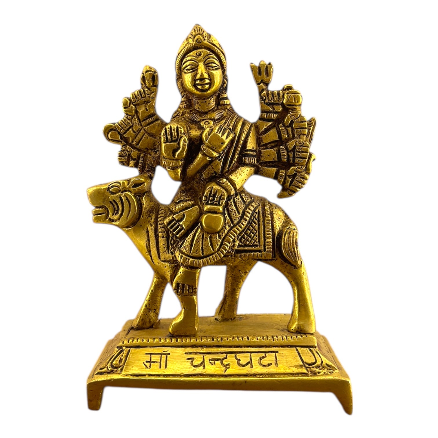 Navadurga Brass Idol Set – 9 Forms of Goddess Durga Antique Finish Brass Statues for Pooja Room, Navratri Decor & Vastu Spiritual Gift