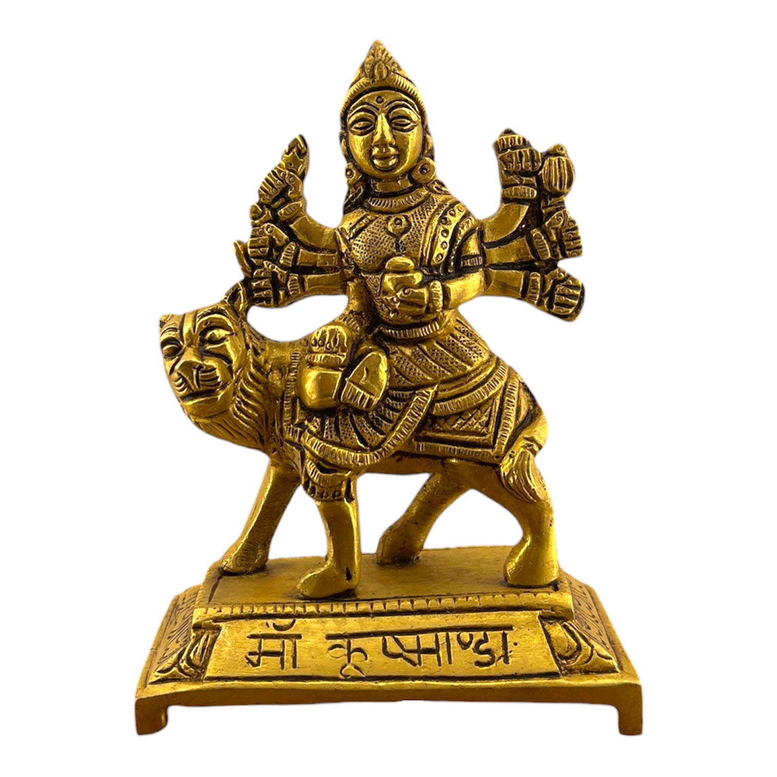 Navadurga Brass Idol Set – 9 Forms of Goddess Durga Antique Finish Brass Statues for Pooja Room, Navratri Decor & Vastu Spiritual Gift