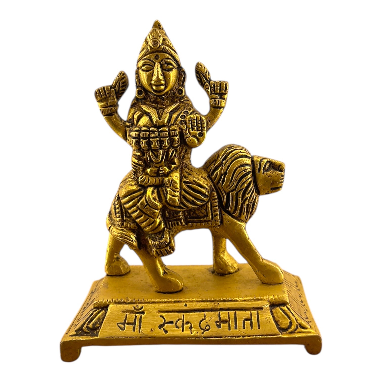 Navadurga Brass Idol Set – 9 Forms of Goddess Durga Antique Finish Brass Statues for Pooja Room, Navratri Decor & Vastu Spiritual Gift