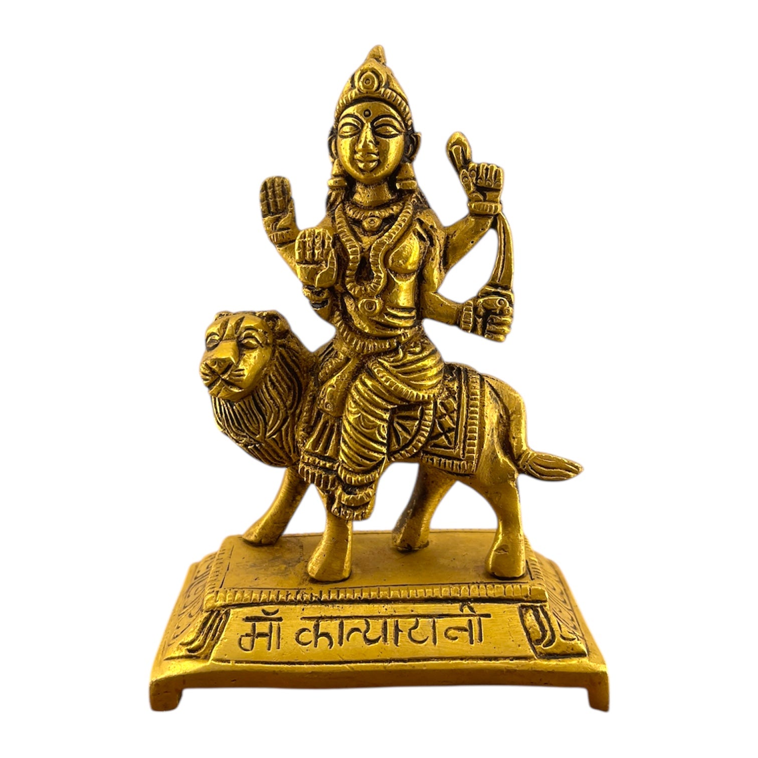 Navadurga Brass Idol Set – 9 Forms of Goddess Durga Antique Finish Brass Statues for Pooja Room, Navratri Decor & Vastu Spiritual Gift