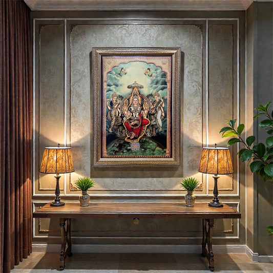 Lalitha Tripura Sundari Gold Leaf Wall Art with Premium Resin Frame | Luxury Divine Decor for Living & Pooja Room