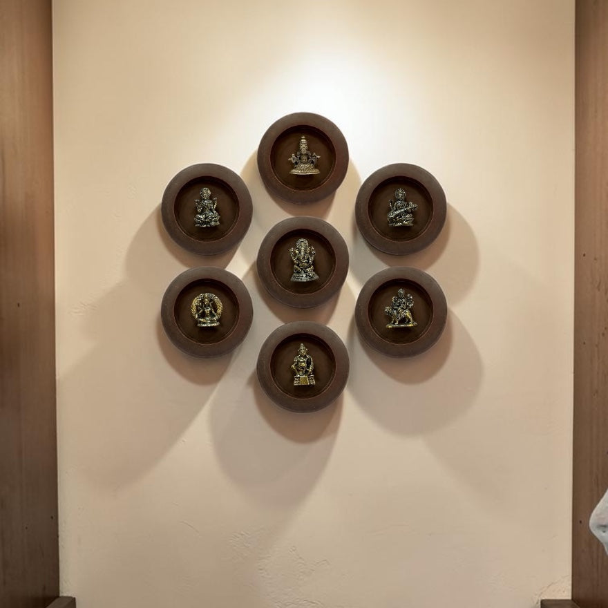 Brass Gods Idol Wall Frame for Pooja Room | Premium Wooden Frame Divine Decor