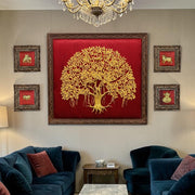 Kalpavriksha Wall Art with Kamadhenu, Elephant, Lotus & Kalash | Divine Brass Prosperity Decor