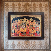 Rama Pattabhisheka Gold Leaf Art Frame | Lord Rama Coronation Wall Decor | Premium Wooden Frame Artwork