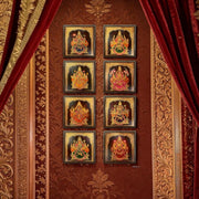 Ashta Lakshmi Gold Leaf Art Frame | Luxury Pooja Room Wall Decor | Divine 8 Lakshmi Set.