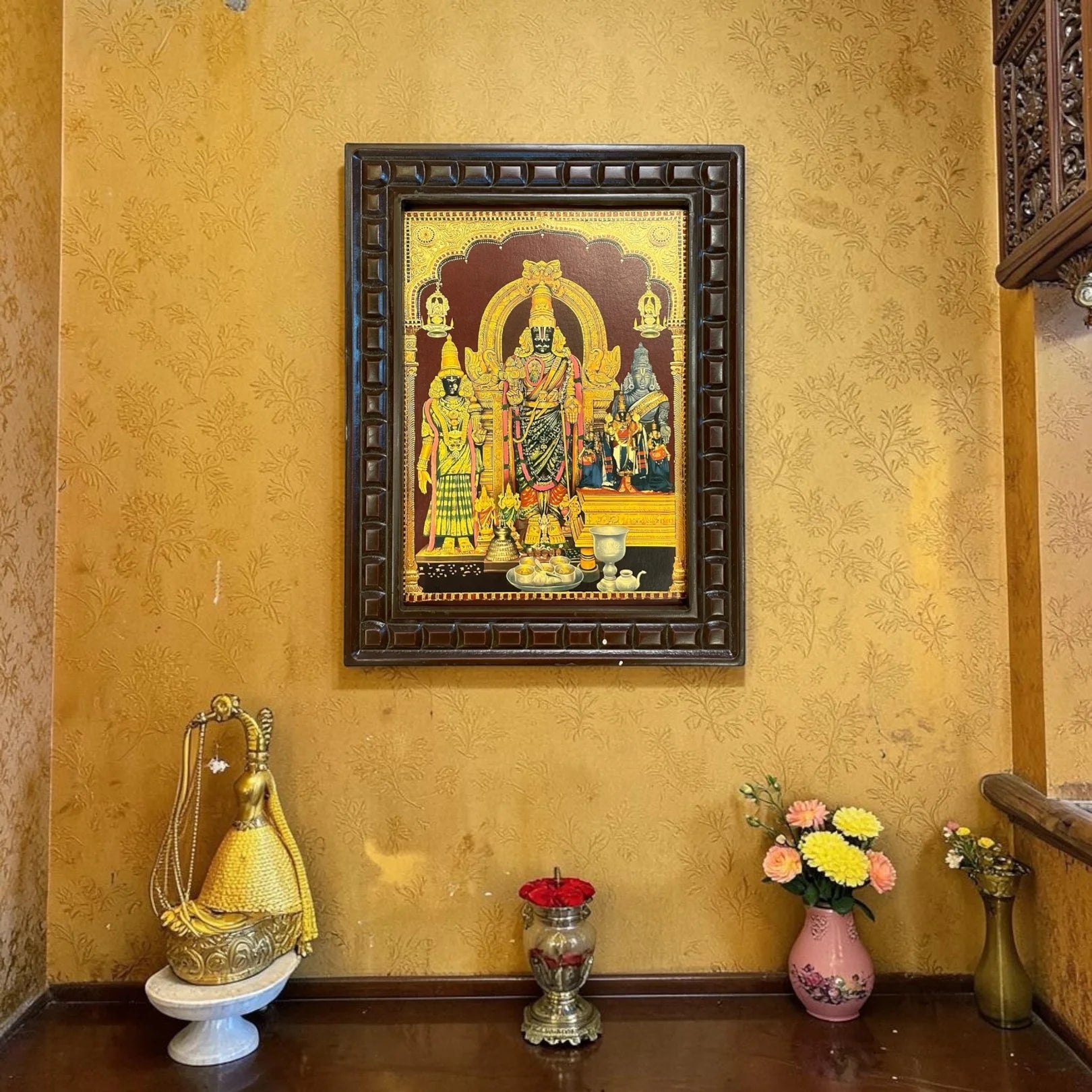 Parthasarathy Perumal  Gold foiled art within Wooden Frame