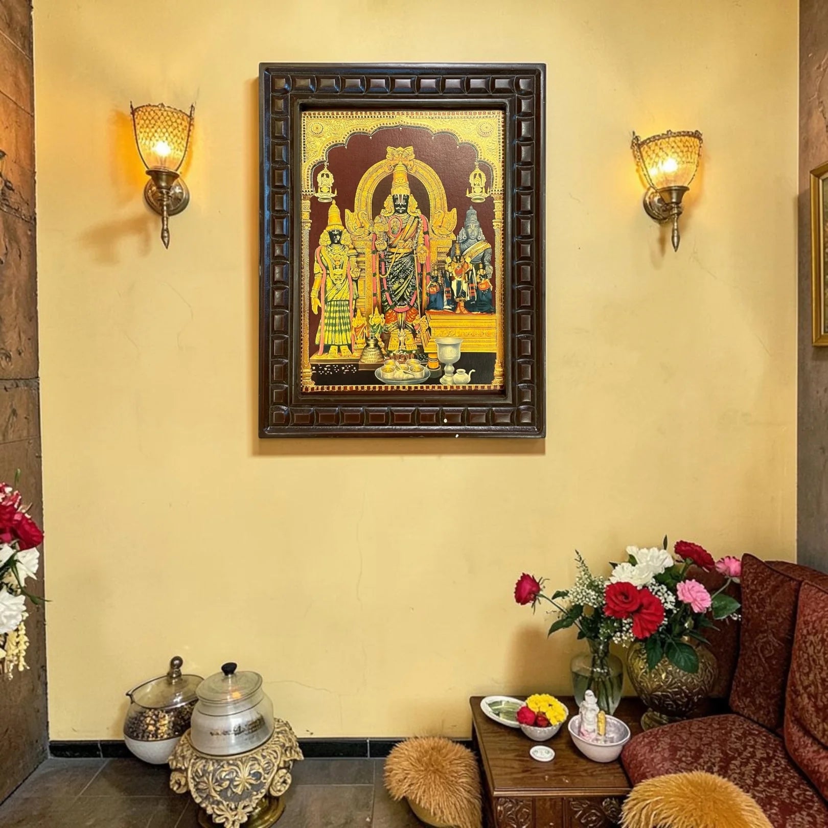 Parthasarathy Perumal  Gold foiled art within Wooden Frame