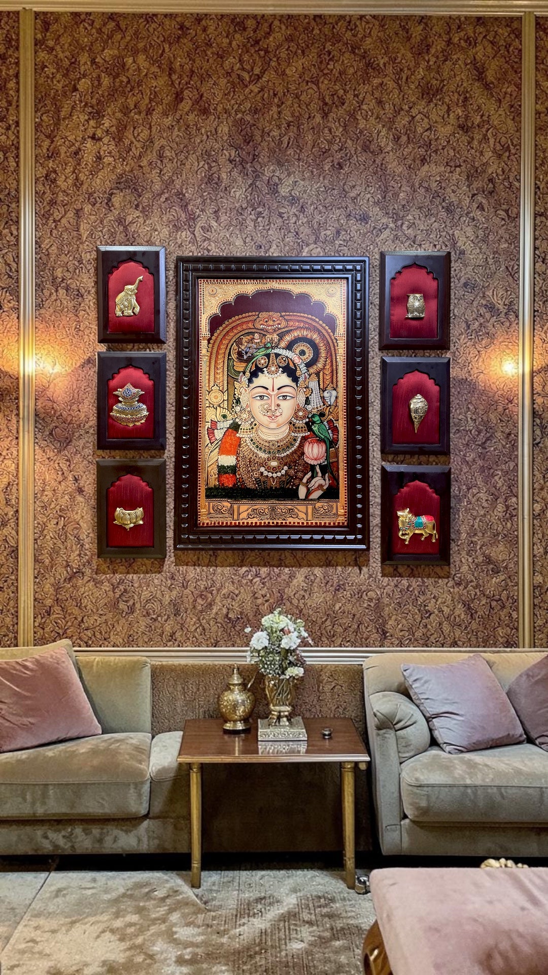 Andal Gold Leaf Art with Brass Décor | Premium Engineer Wooden Frame Wall Decor