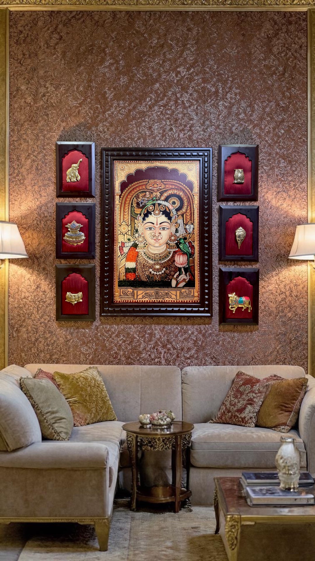 Andal Gold Leaf Art with Brass Décor | Premium Engineer Wooden Frame Wall Decor
