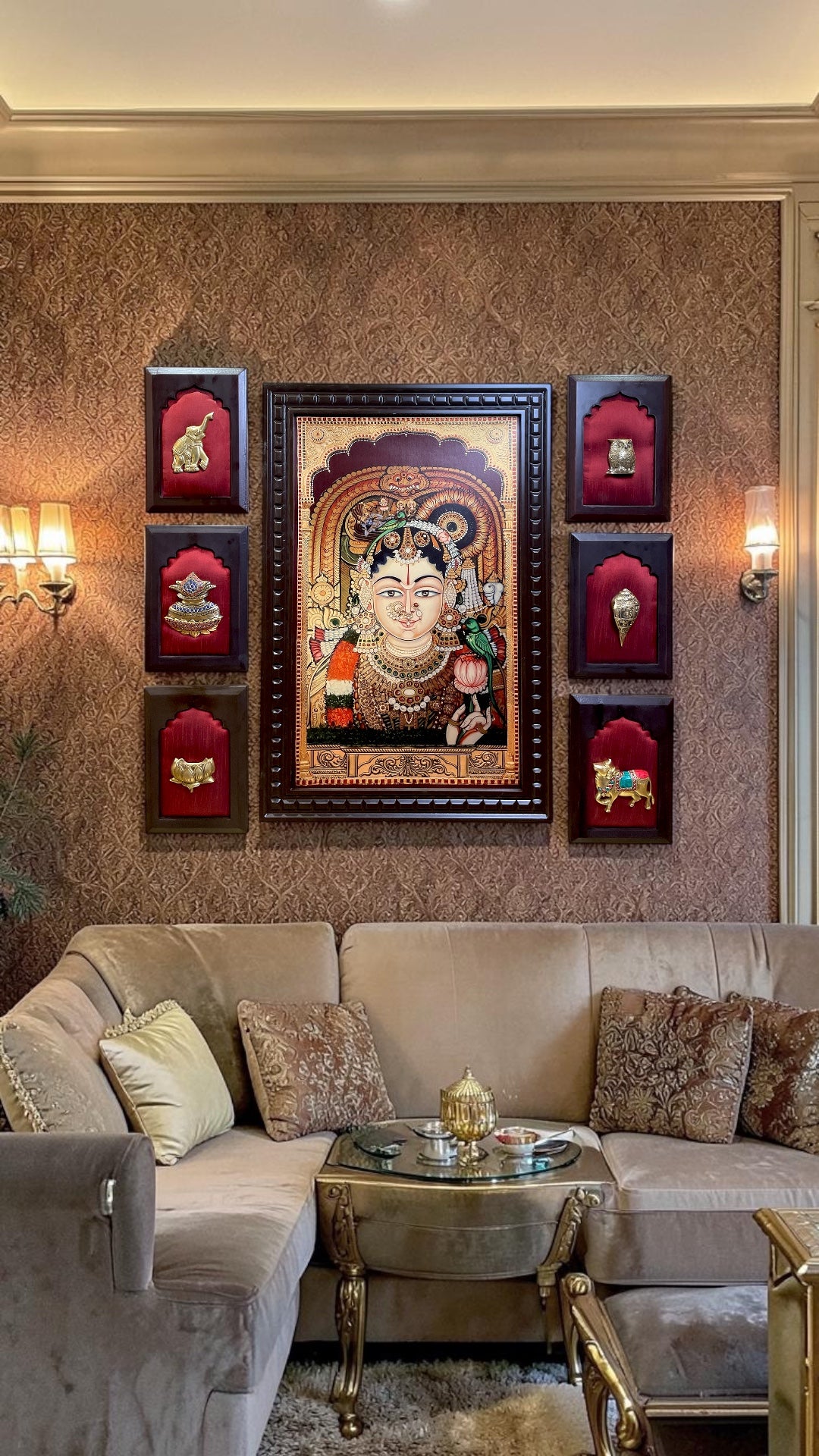 Andal Gold Leaf Art with Brass Décor | Premium Engineer Wooden Frame Wall Decor