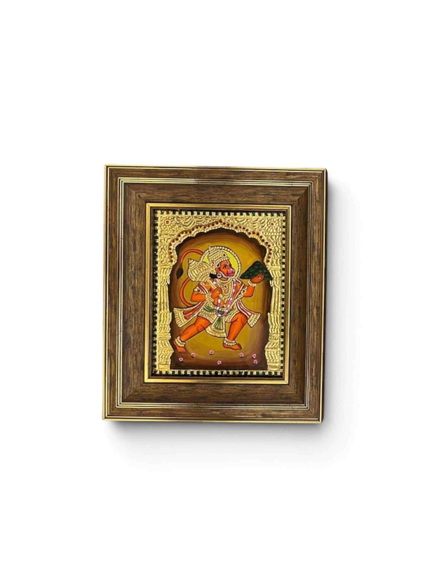 Hanuman & Shrinathji Tanjore Painting Set | Handmade Gold Foil Art | Traditional Wooden Frame Wall Decor