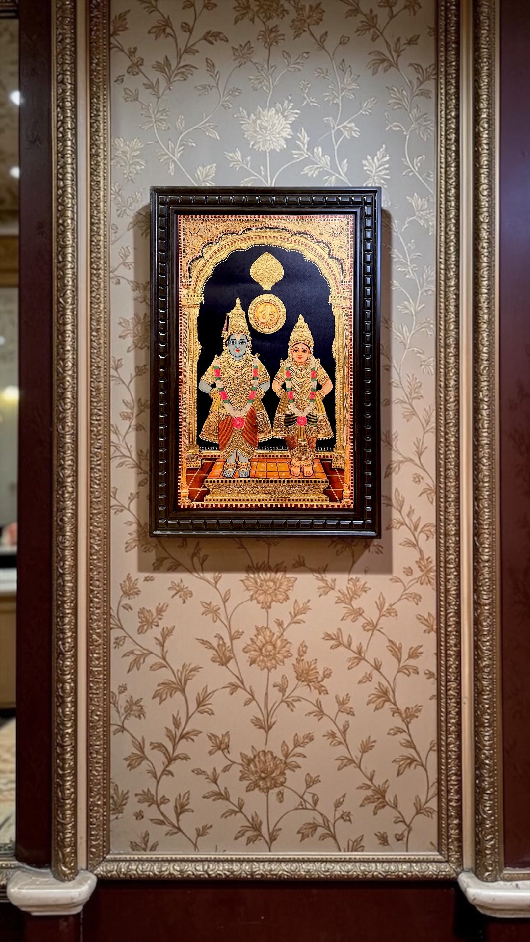 Vittala Rukmini Gold Leaf Art Frame | Premium Tanjore Style Wall Decor with Engineered Wooden Frame