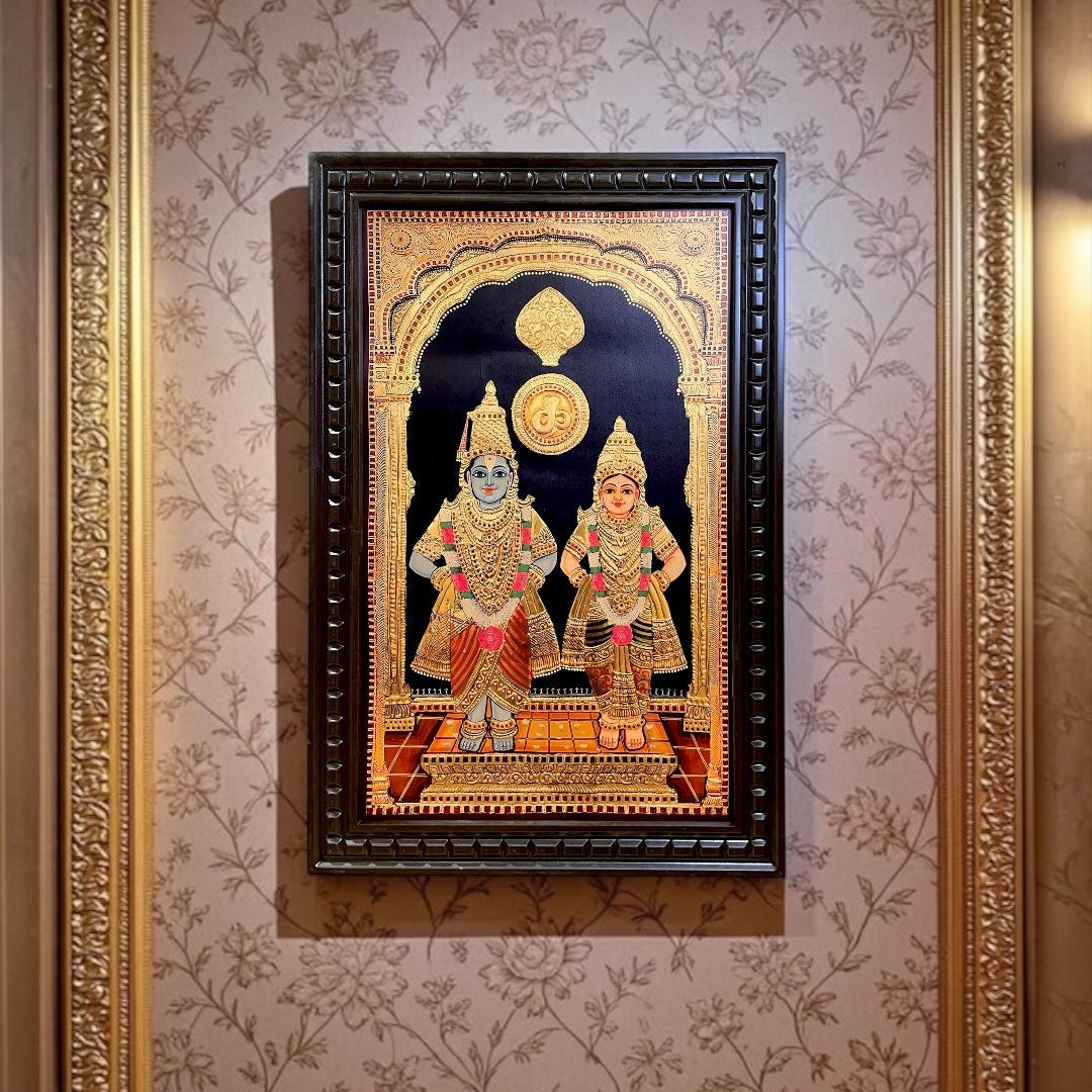 Vittala Rukmini Gold Leaf Art Frame | Premium Tanjore Style Wall Decor with Engineered Wooden Frame