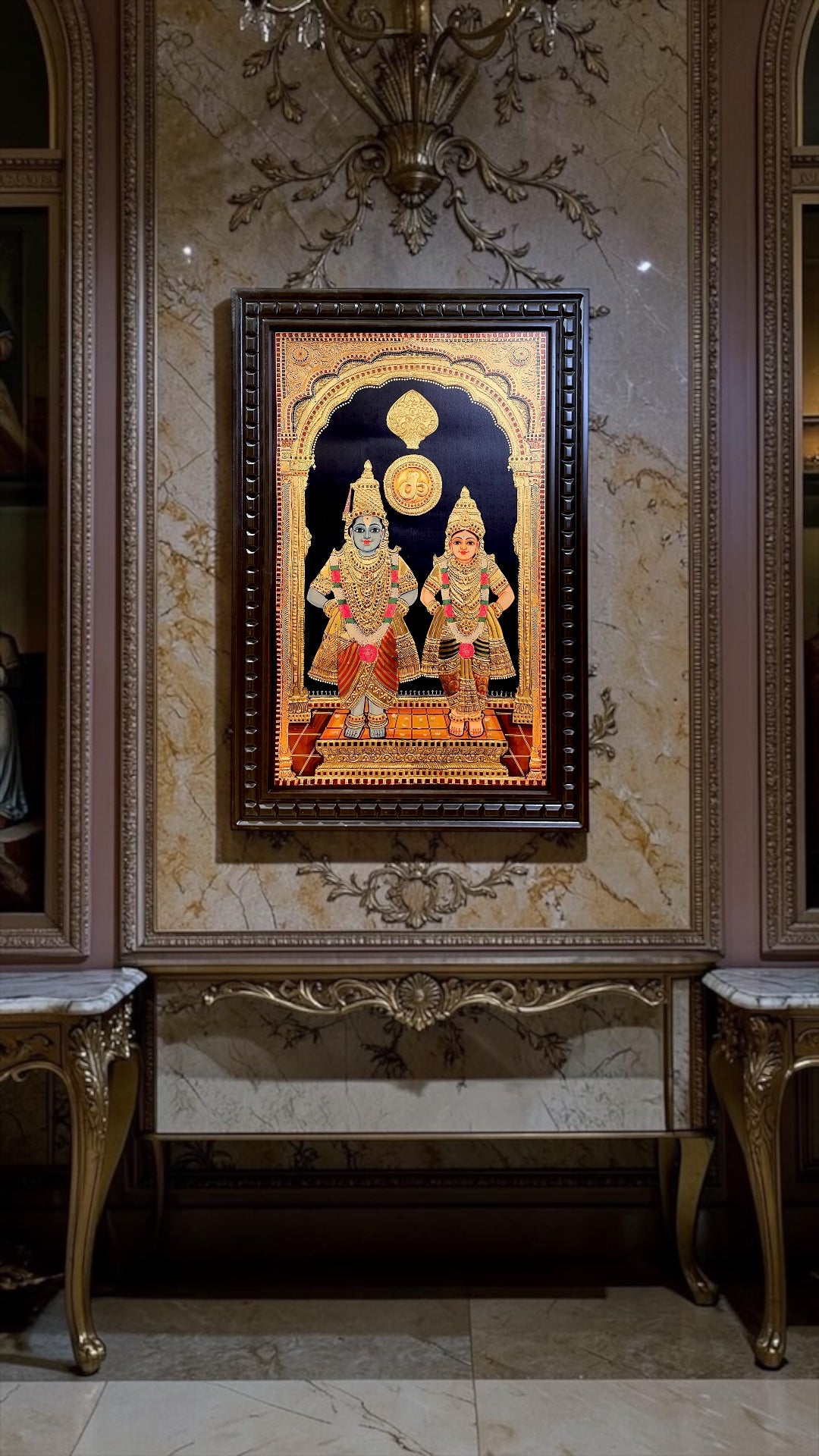 Vittala Rukmini Gold Leaf Art Frame | Premium Tanjore Style Wall Decor with Engineered Wooden Frame