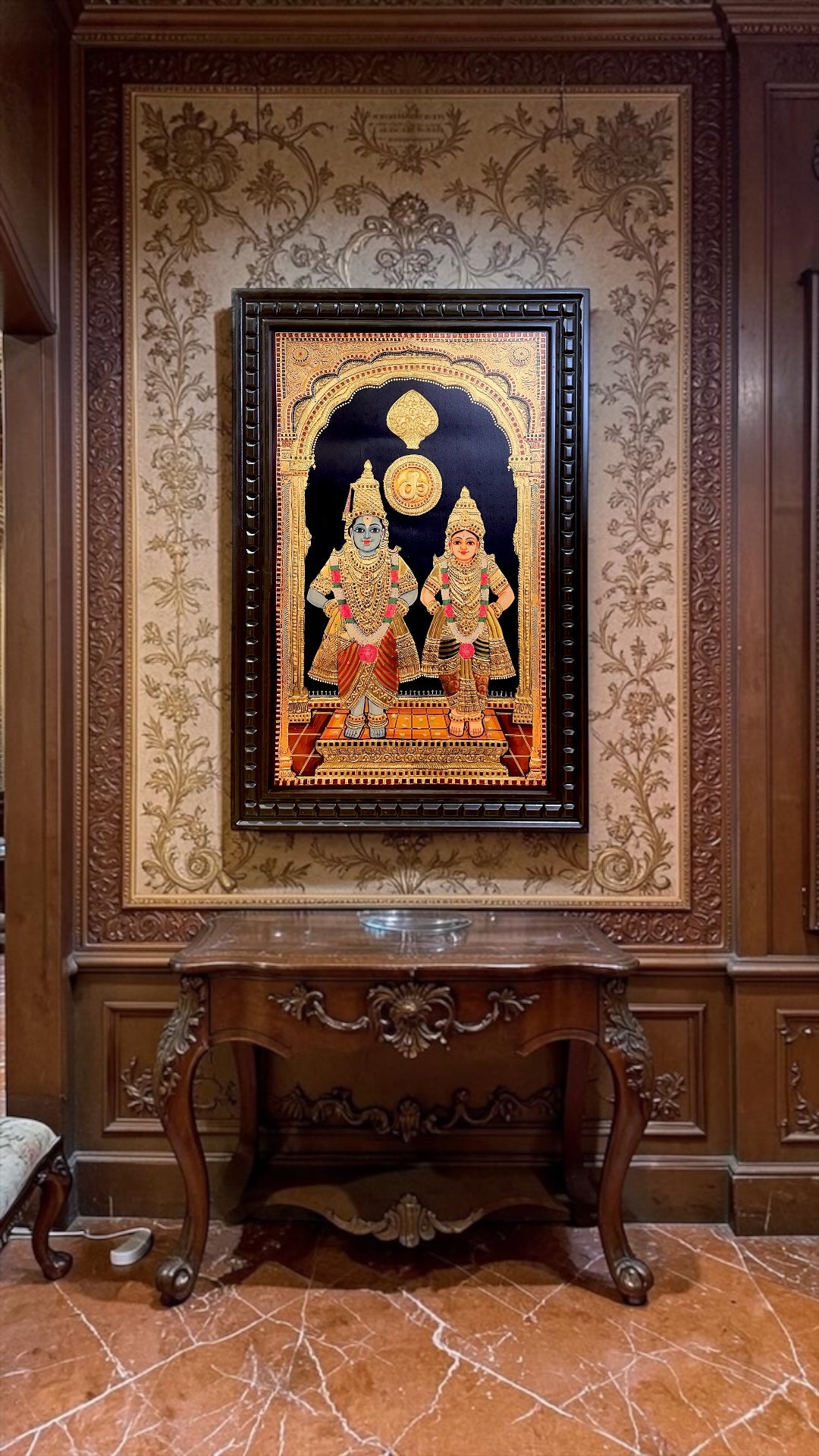 Vittala Rukmini Gold Leaf Art Frame | Premium Tanjore Style Wall Decor with Engineered Wooden Frame
