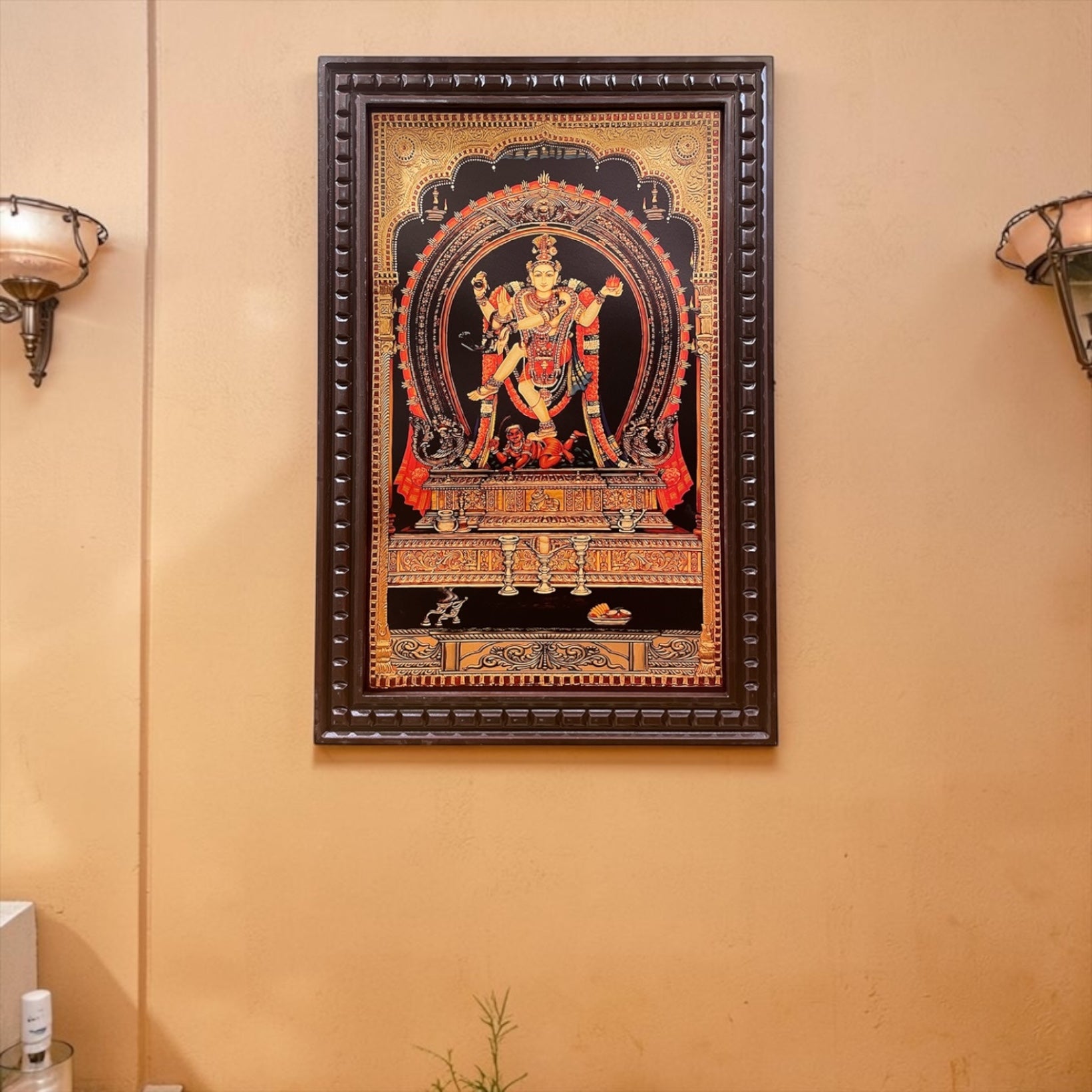 Premium Nataraj Wooden Frame | Divine Shiva Nataraja Wall Art | Temple Design Pooja Decor | Vastu Positive Energy Frame