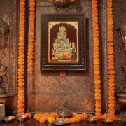 Komuravelli Mallanna Swamy Gold Leaf Art Frame | Premium Wooden Devotional Wall Decor | Divine Hindu God Artwork for Pooja Room