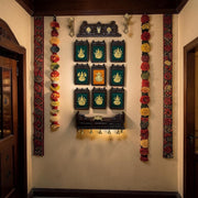 Ashta Lakshmi Wall Art Set with Central Kalash for Pooja Room | Premium Divine 9-Frame Wooden Panel Set