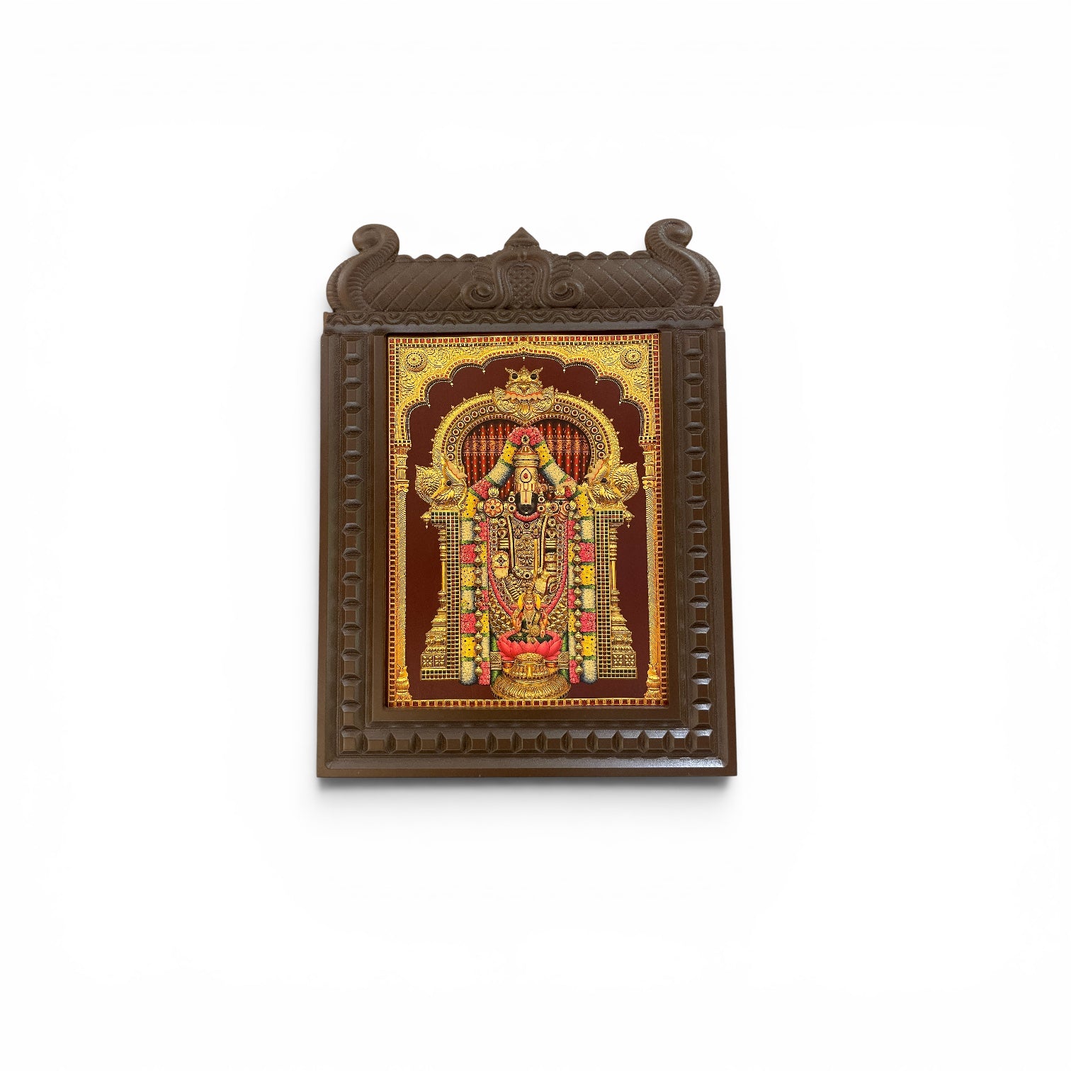 Tirupati Balaji Temple Wooden Frame Wall Art | Premium Lord Venkateswara Devotional Wall Decor | Luxury Pooja Room Frame