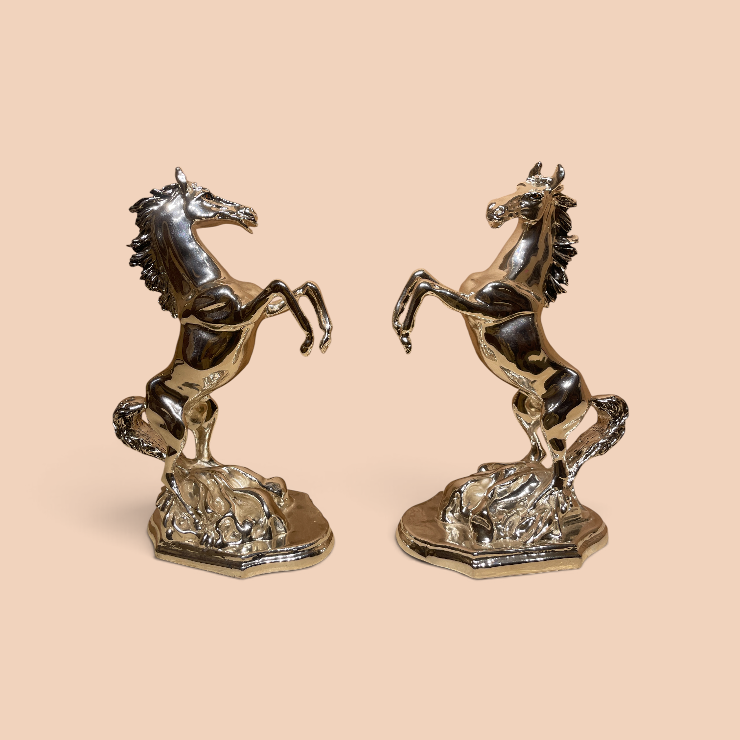 Premium Sterling Silver Horse Statue Pair | Vastu Lucky Horse Sculpture | Luxury Decor