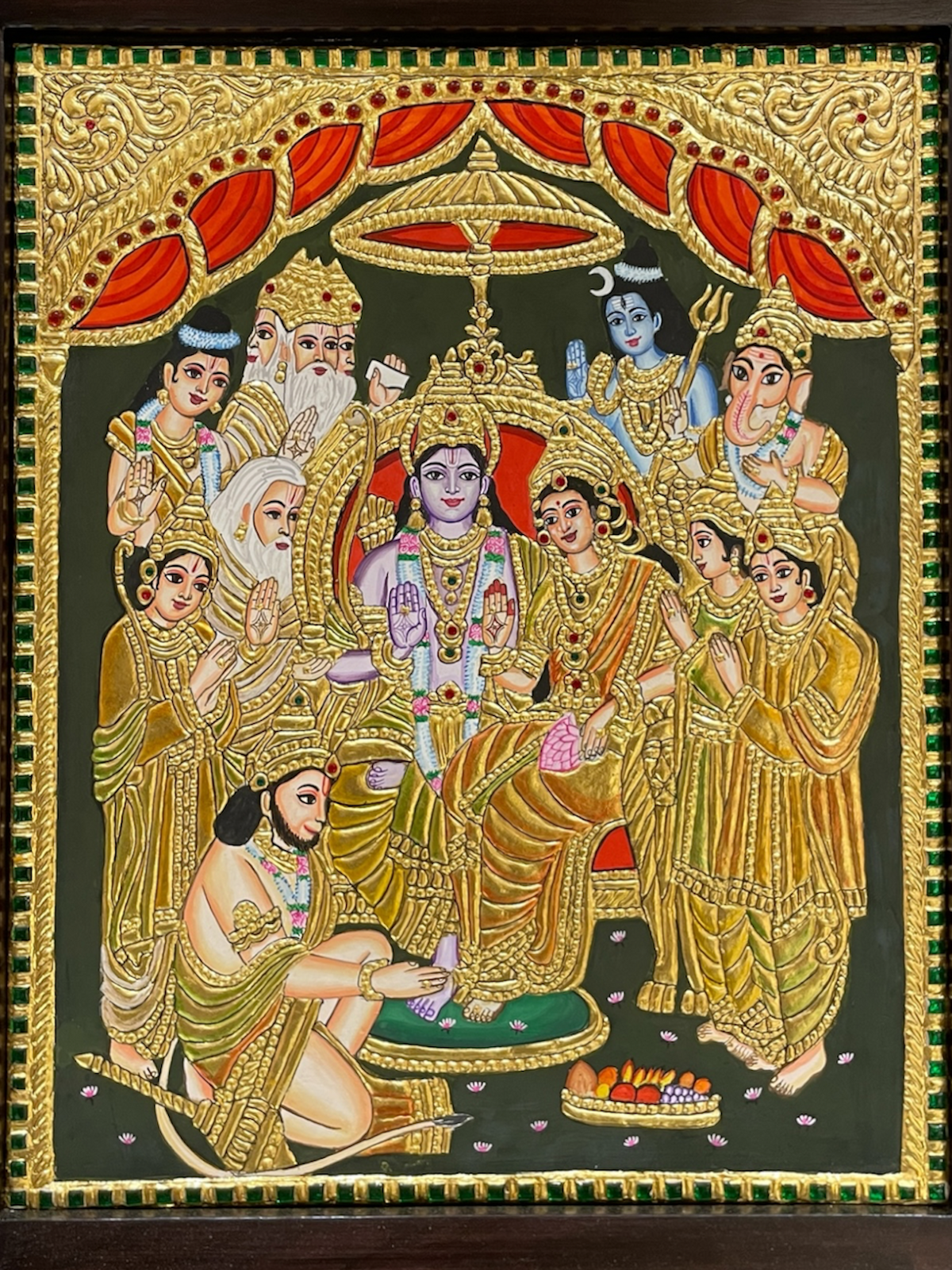 SHRI RAMA PATTABHISHEKA – TANJORE PAINTING